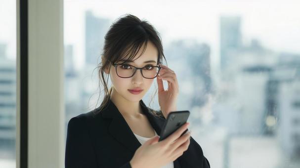 スマホを使う女性 スマホを使う女性の写真