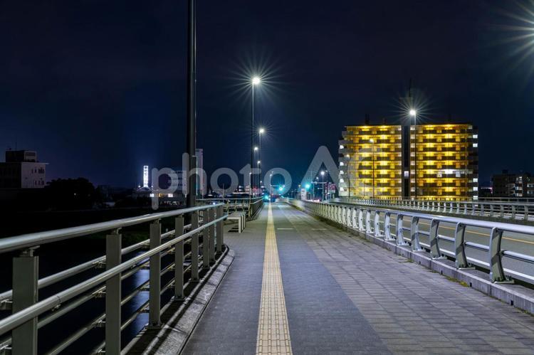 深夜の小戸之（おどの）橋 夜景,夜空,夜の写真素材