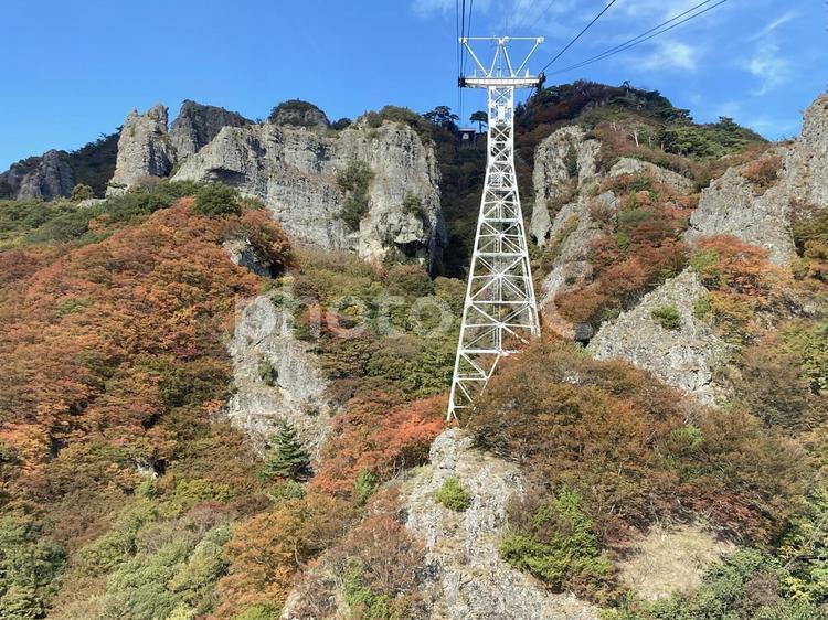 小豆島　寒霞渓の紅葉 秋,もみじ,風景の写真素材