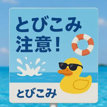 とびこみ注意の標識 とびこみ注意の標識の写真