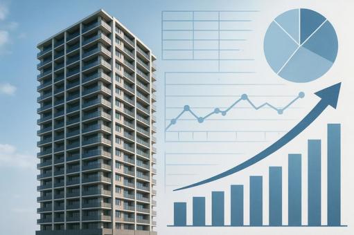 高層マンションと不動産市場イメージの写真