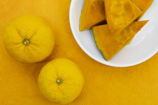 冬至　柚子と南瓜 冬至,かぼちゃ,柚子の写真素材