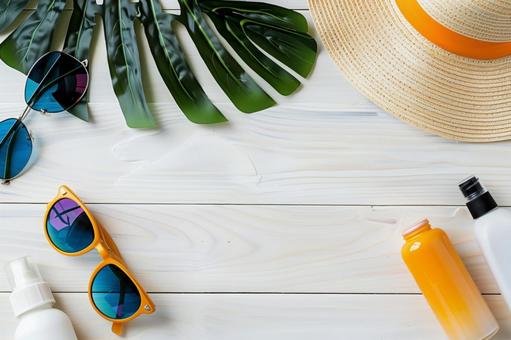 夏の必需品フラットレイの写真