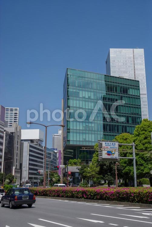 外堀通りから望む赤坂と永田町の都市風景 ビル,外堀通り,晴れの写真素材