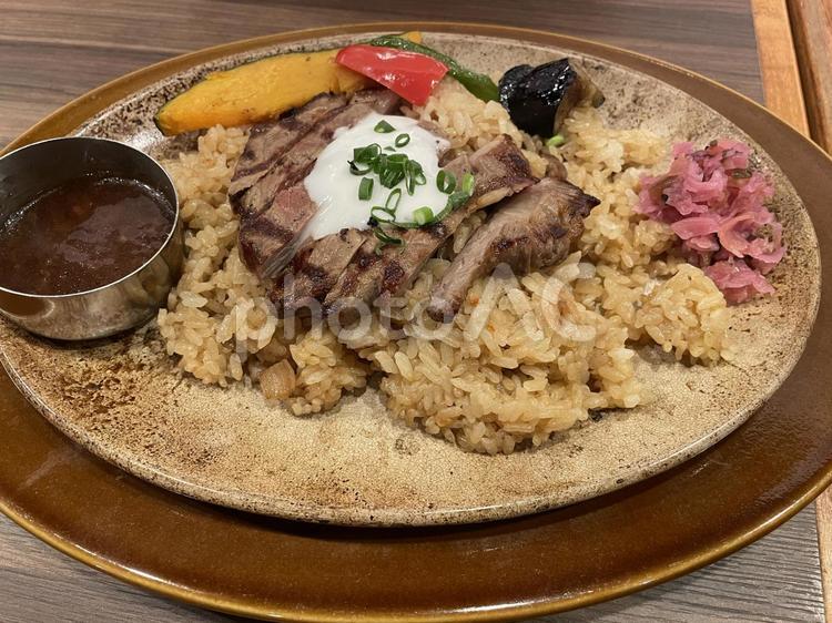 ステーキ ピラフ ステーキ,ピラフ,昼食の写真素材