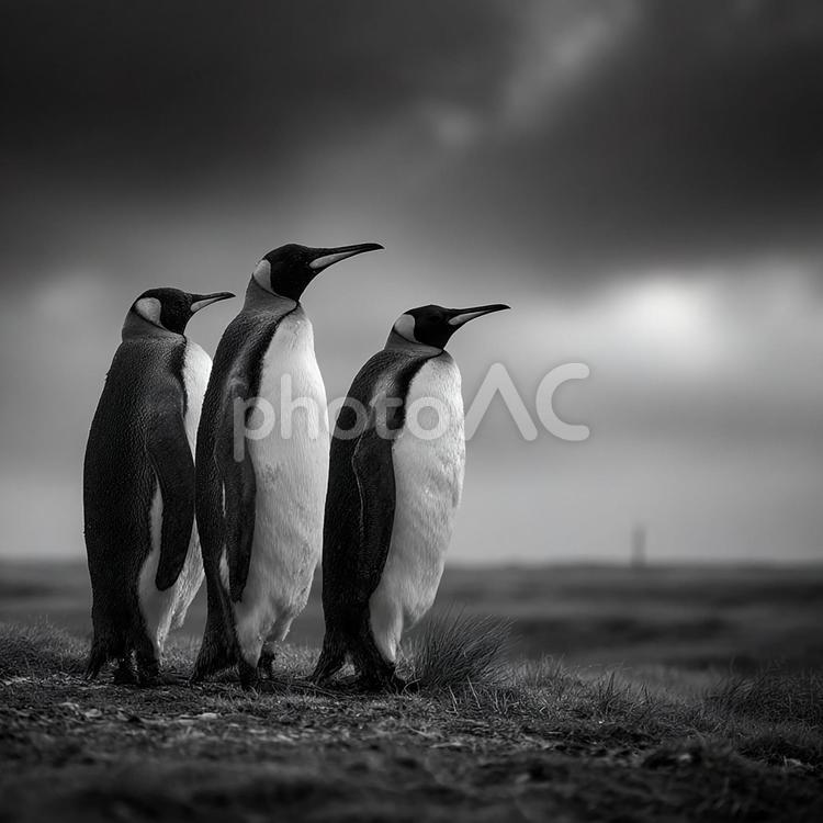 整列した姿が可愛らしいキングペンギン キングペンギン,ペンギン,鳥の写真素材