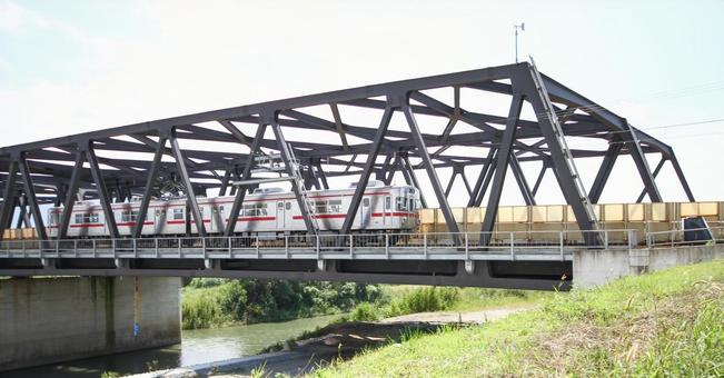 長野電鉄 村山橋を渡る普通列車3500系 長野電鉄,普通電車,引退の写真素材