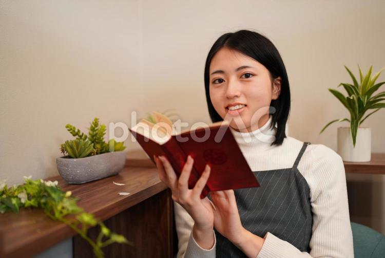 漫画を読む女性 20代,屋内,女性の写真素材