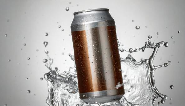 よく冷えた缶飲料のスプラッシュ よく冷えた缶飲料のスプラッシュの写真