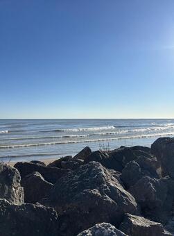 【シカゴ】冬のエバンストン・ミシガン湖 シカゴ,イリノイ州,エバンストンの写真素材