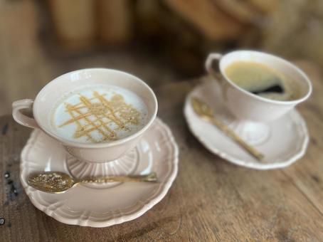 カフェラテとコーヒー カフェラテとコーヒー カフェラテ,コーヒー,カフェの写真素材