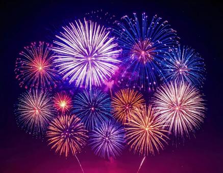 夏の夜空を彩る大輪の花火 夏の夜空を彩る大輪の花火の写真