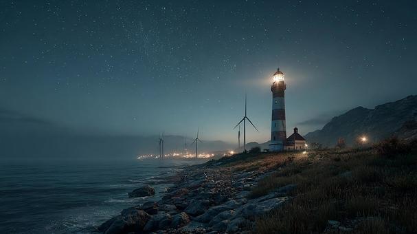 神秘的な夜の海岸風景 神秘的な夜の海岸風景の写真