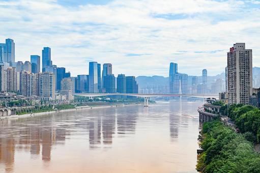 重慶の街並みと嘉陵江の眺め 重慶,嘉陵江,都市風景の写真素材