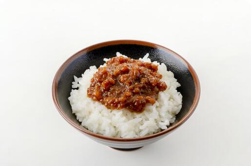 もろみ味噌とご飯 もろみみそ,白ご飯,調味料の写真素材