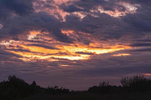 朝焼け空 朝焼け空 朝焼け,マジックアワー,日の出前の写真素材