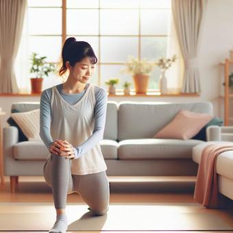 自宅でストレッチ 自宅でストレッチの写真