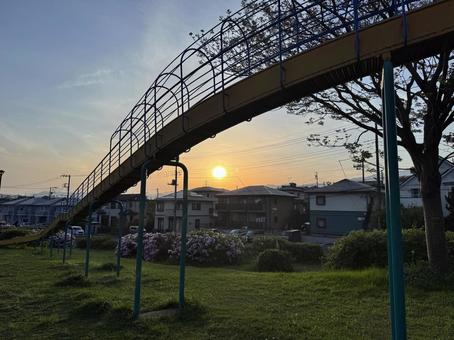 夕日のこうぼうふじみ公園 夕日のこうぼうふじみ公園の写真