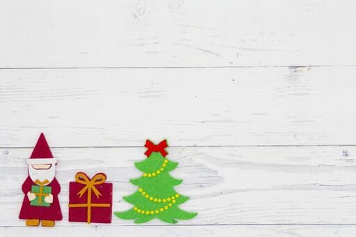 フェルトのクリスマス飾りとコピースペース クリスマス,サンタクロース,クリスマスツリーの写真素材