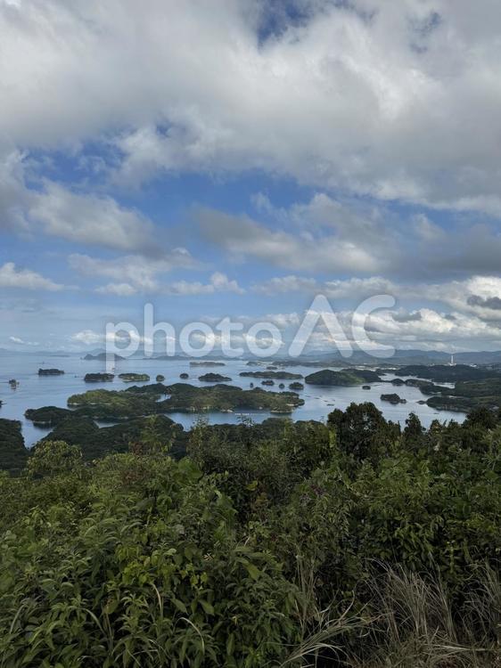 展海峰から見る九十九島の風景 展海峰,九十九島,佐世保市の写真素材