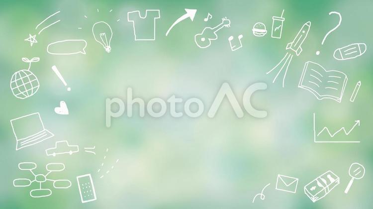夢や趣味、勉強のイラストと緑ボカシ背景 教育,学校,学習の写真素材