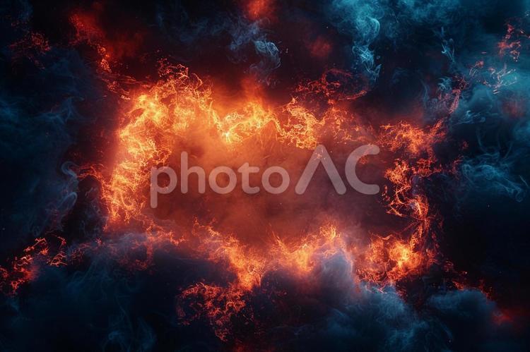 爆発するような火と煙のグラフィック 炎,火,爆発の写真素材