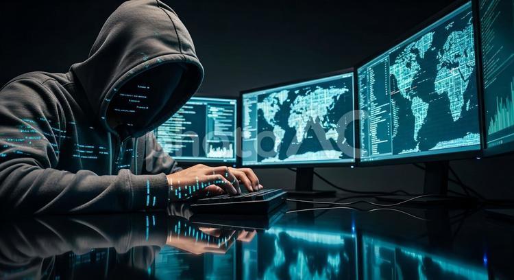 匿名ハッカーとサイバー空間の闇	 ハッカー,国際,犯罪の写真素材