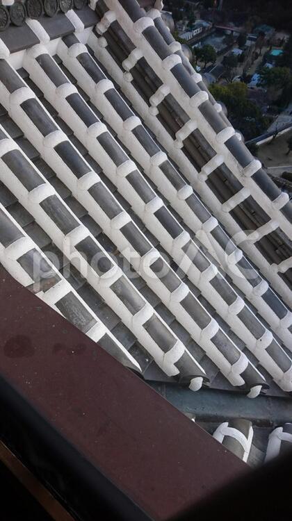 姫路城の漆喰 平成の大修理,瓦,城の写真素材