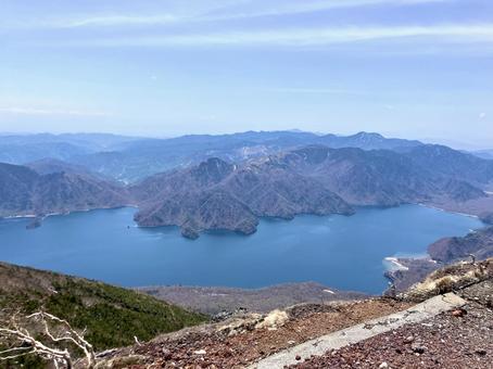 男体山 山頂からの景色5 中禅寺湖 男体山 山頂からの景色5 中禅寺湖 男体山,日光,中禅寺湖の写真素材