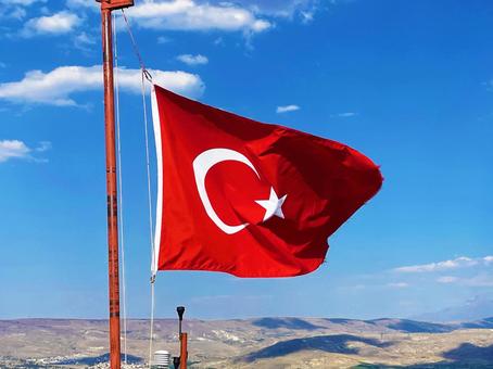 トルコ国旗 トルコ国旗 トルコ,国旗,青空の写真素材