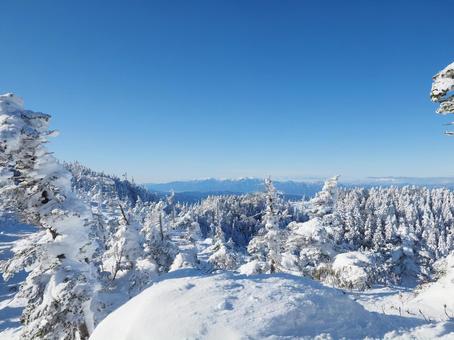 雪景色・北横岳から見た南アルプス 雪景色・北横岳から見た南アルプス 北横岳,八ヶ岳,北八ヶ岳の写真素材