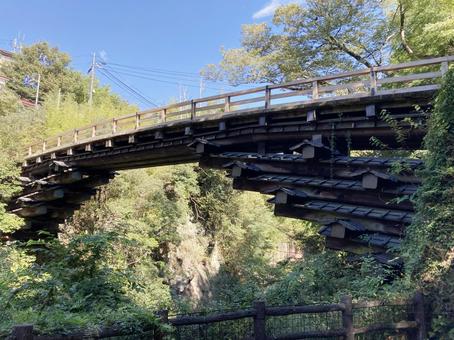 山梨_甲斐の猿橋_2　下から撮影 山梨県,甲斐,猿橋の写真素材