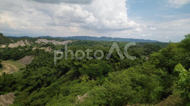 高いところから月世界を見る 風景,自然,木材の写真素材