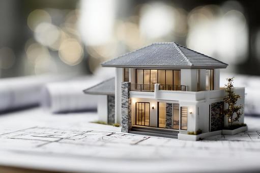建築模型とプラン 建築模型とプランの写真