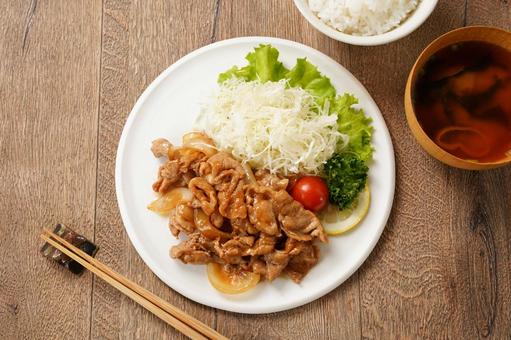 豚しょうが焼き 豚しょうが焼き 豚生姜焼き,豚しょうが焼き,豚こま切れ肉の写真素材