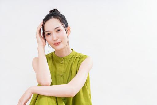 若い女性のビューティ 若い女性のビューティ スキンケア,美容,女性の写真素材