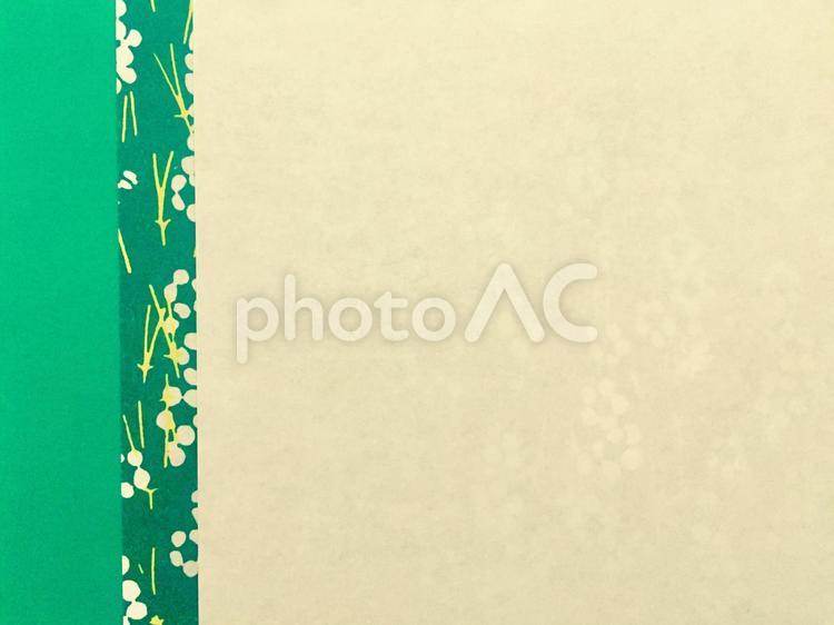 紙素材(和柄×緑×ベージュ・透し模様あり) 紙,メッセージ,プレゼントの写真素材