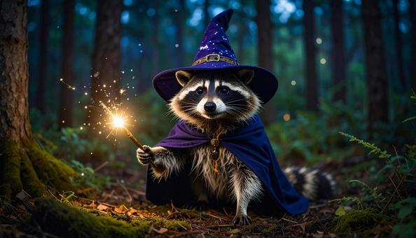 タヌキの魔法使い姿 タヌキの魔法使い姿の写真