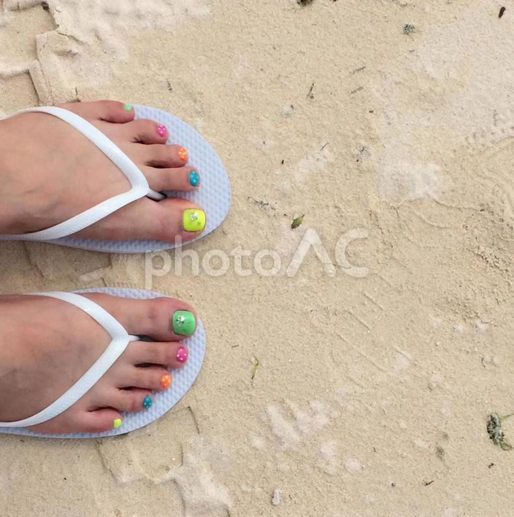 砂浜とネイル 浜,足,砂の写真素材