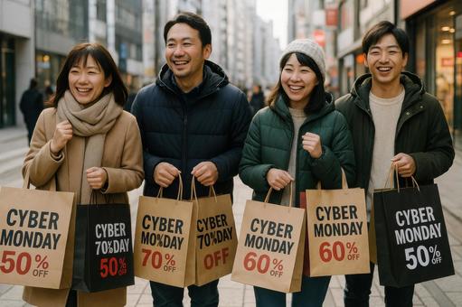 サイバーマンデーの買い物風景 サイバーマンデーの買い物風景の写真