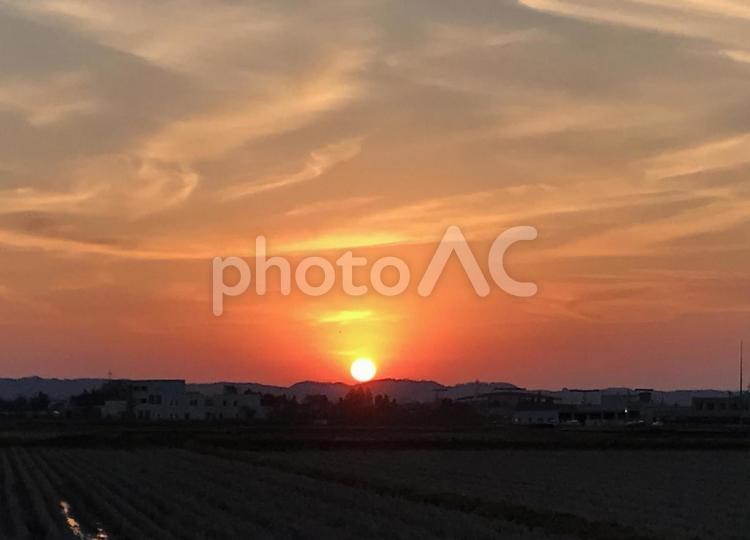 富山の夕焼け 自然,夕方,富山の写真素材
