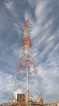 空へ伸びる送電の塔 送電鉄塔,超高圧送電鉄塔,長田町の写真素材