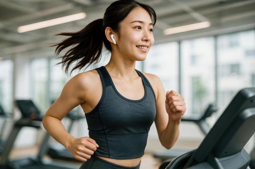 ランニングマシンで体力作りの写真