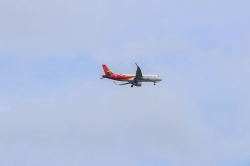 公園の空を斬る機影 公園の空を斬る機影の写真