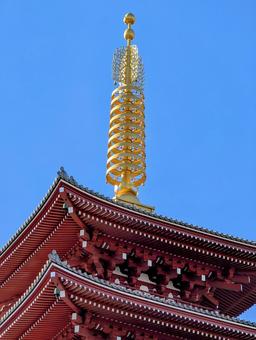 浅草寺　五重塔の写真
