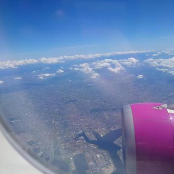 飛行機から見た景色 飛行機,空,上空の写真素材