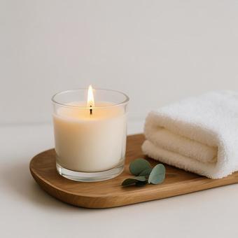 アロマキャンドルの灯の写真