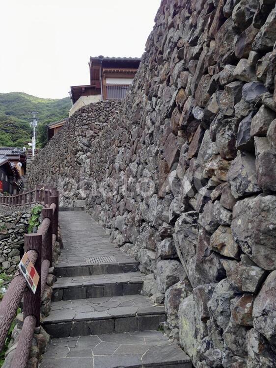 外泊　石垣の里 外泊,石垣の里,石垣の写真素材