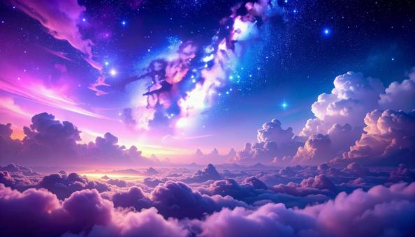 星降る幻想的な雲の上 星降る幻想的な雲の上の写真