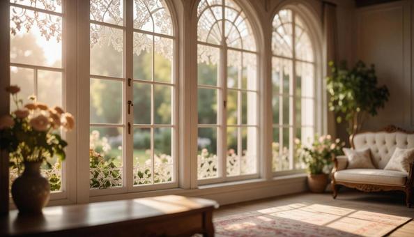 大きな窓の部屋　美しい大きな窓の写真